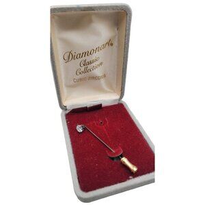 18kgp Over Sterling Diamonart Cubic Zirconia Stick Pin Original Box